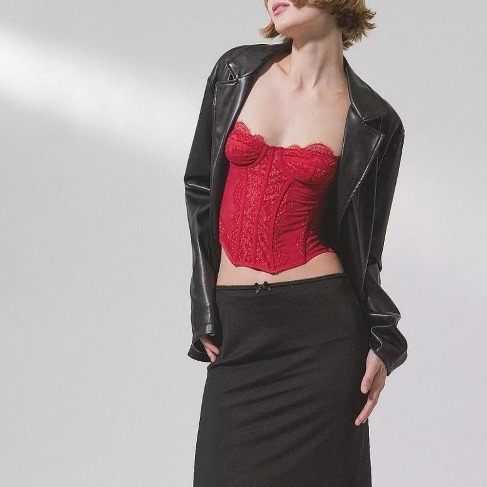 Out From Under Red Modern Love Lace Corset/Bustier Top|Medium